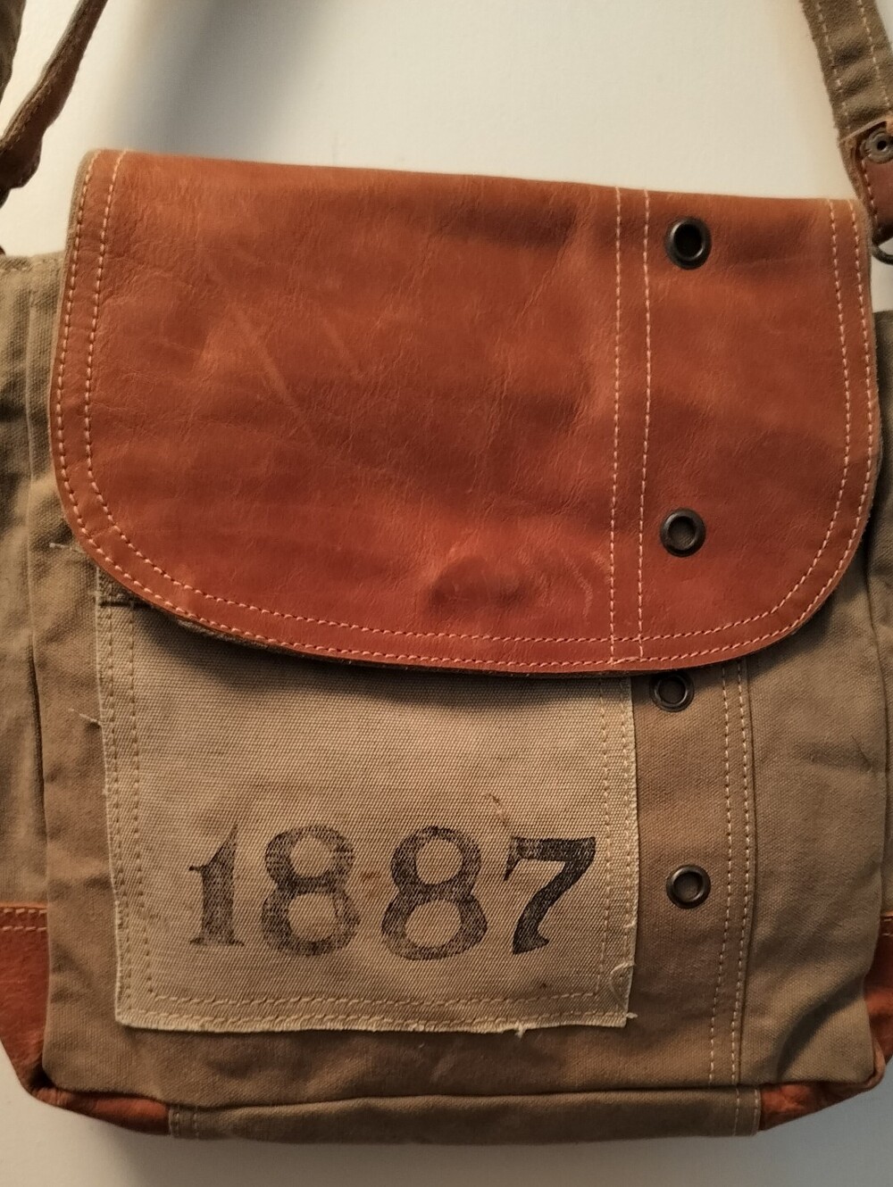 Clea Ray Canvas And Leather Shoulder Bag Brown & Khaki.